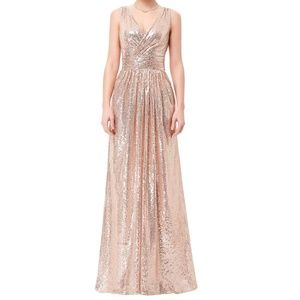 Kate Kasin Women Sequin Rosegold Maxi Dress